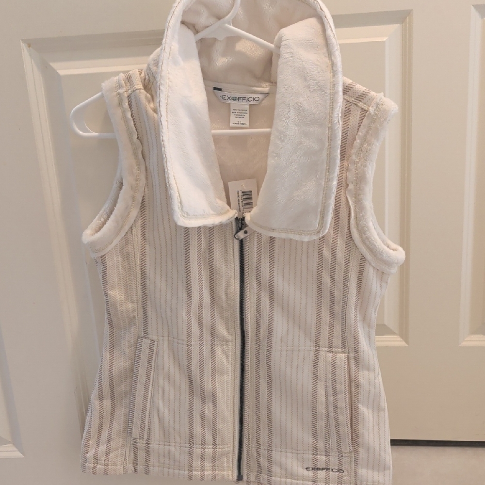 Exofficio Cream and Tan Striped Vest